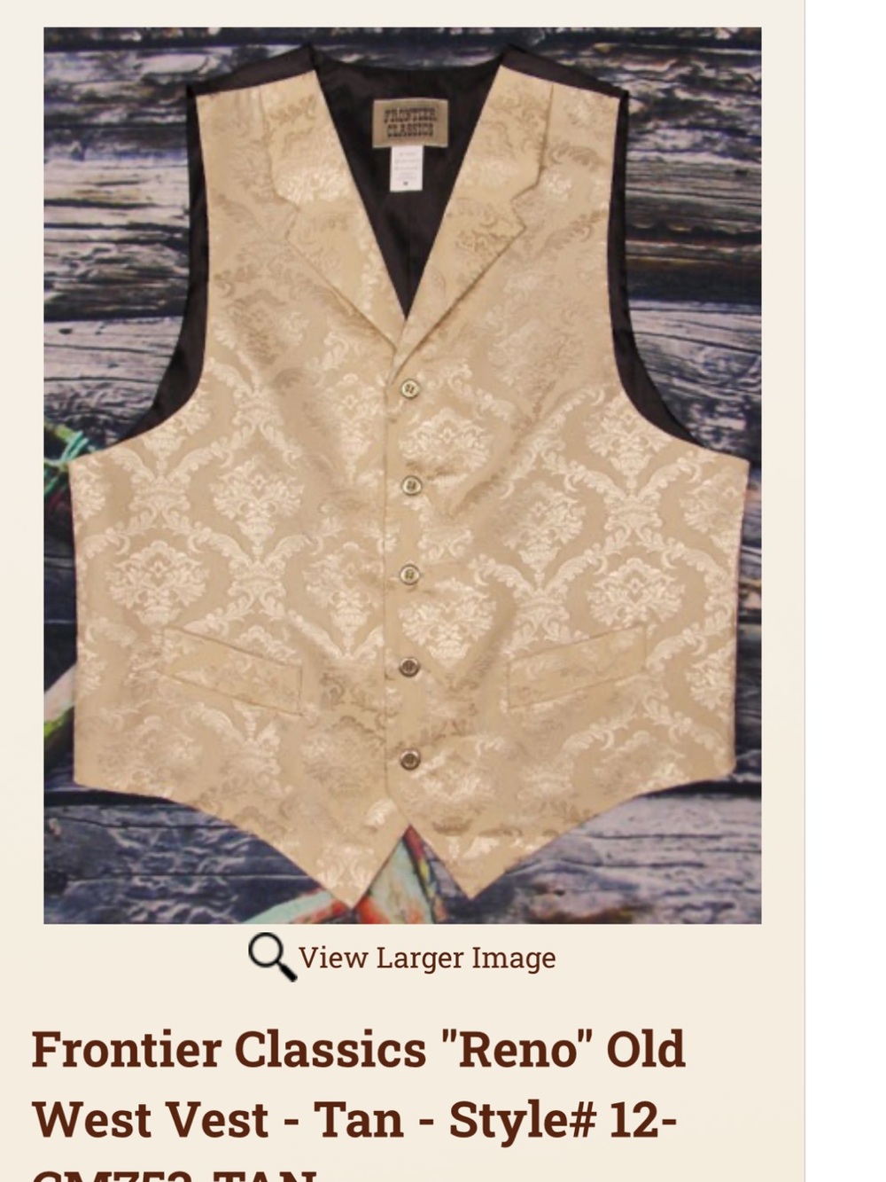 Tan Brocade Vest - Classic Men’s Waistcoat